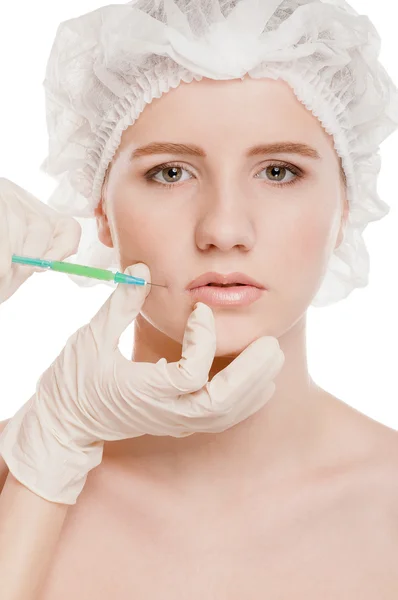 Cosmetic botox injection in face — Stock Photo, Image