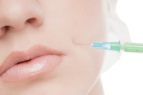 Injeção cosmética de botox no rosto — Fotografia de Stock