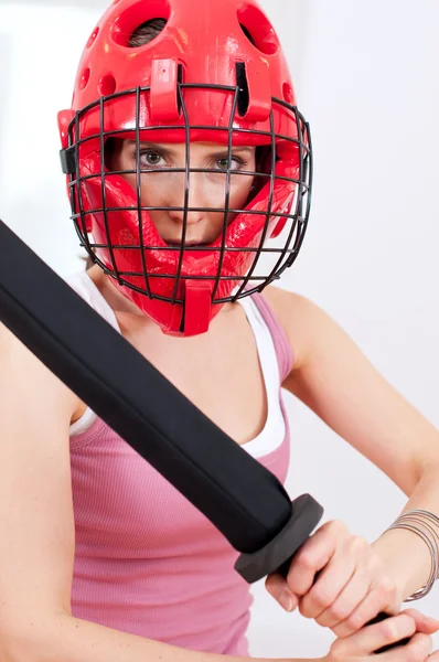 Woman doing self defence exercise — Stock Photo, Image