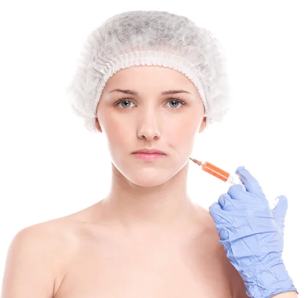 Cosmetic botox injection in face — Stock Photo, Image