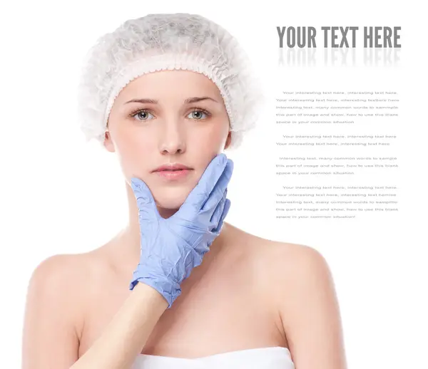 Medical face examination of beautiful woman — Stock Photo, Image