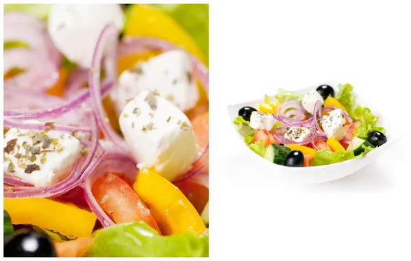 Salade grecque sur fond blanc — Photo