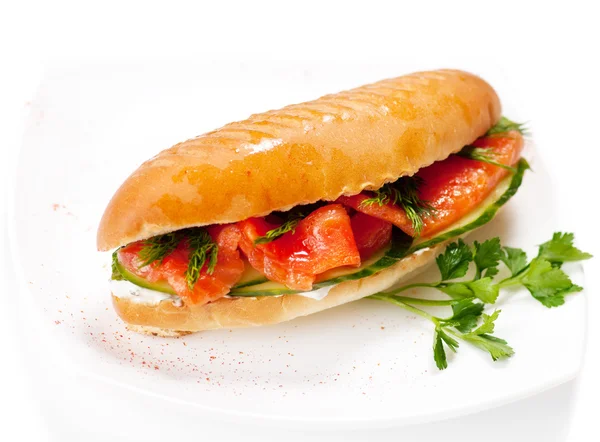 Sandwich with smoked salmon — Stock Photo, Image