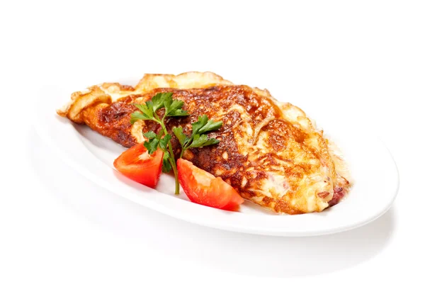 Omelet with herbs and tomatoes — Stock Photo, Image