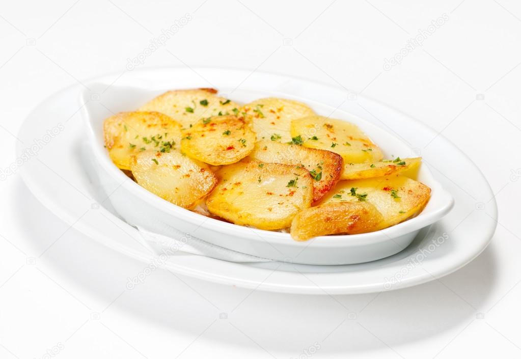 Delicious fried potatoes with dill.