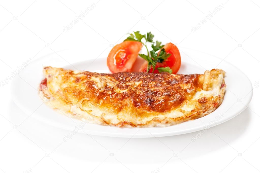 Omelet with herbs and tomatoes