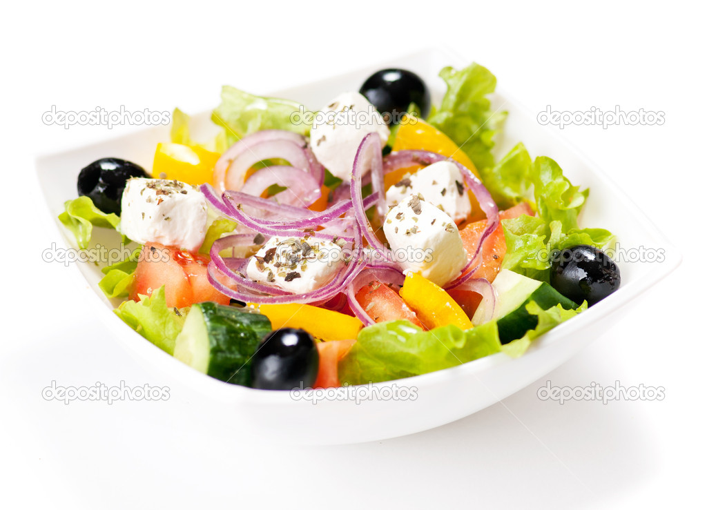Greek salad on the white background