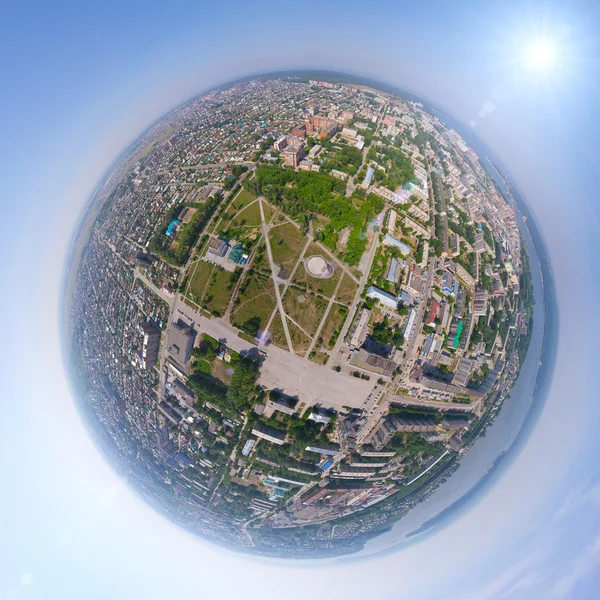 从空气 (直升机空中城市景观) — 图库照片