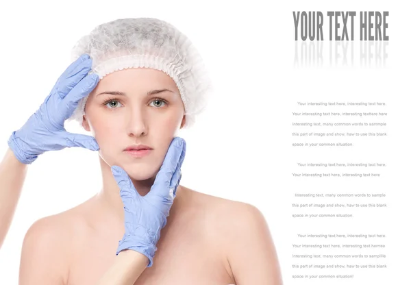 Medical face examination of beautiful woman — Stock Photo, Image