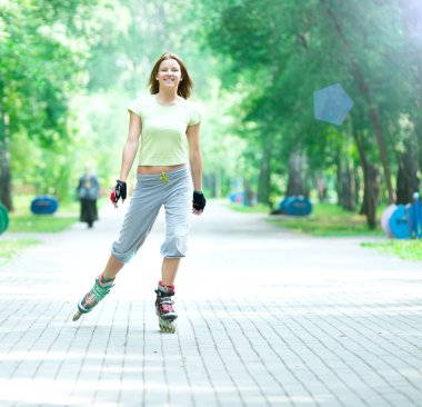park paten inline paten üzerinde paten sportif kız