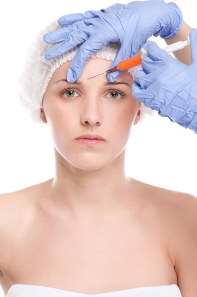 Cosmetic botox injection in face — Stock Photo, Image