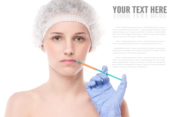 Injection cosmétique de botox dans le visage — Photo