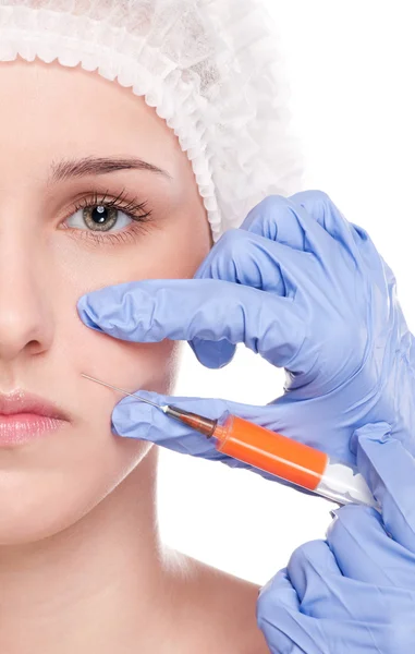 Cosmetic botox injection in face — Stock Photo, Image