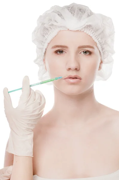 Injeção cosmética de botox no rosto — Fotografia de Stock