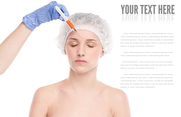 Injection cosmétique de botox dans le visage — Photo