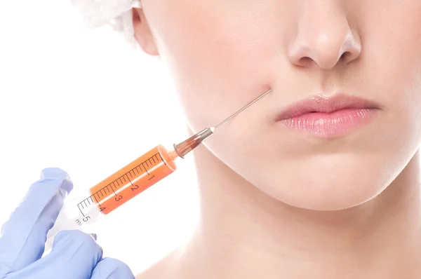 Cosmetic botox injection in face — Stock Photo, Image