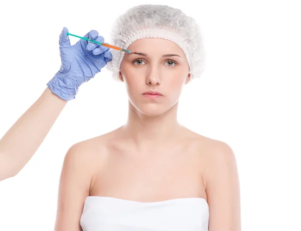 Injection cosmétique de botox dans le visage — Photo