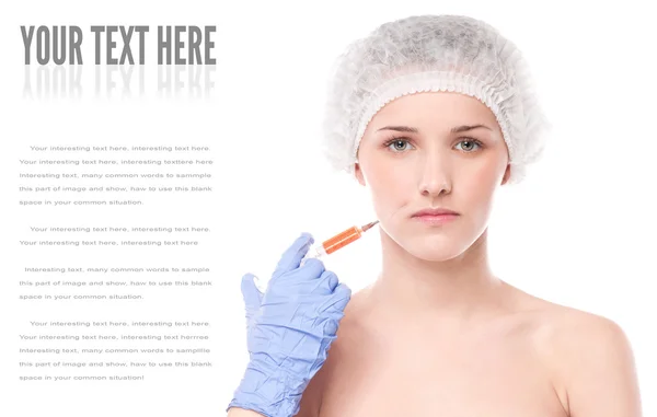 Botox injection in the female face — Stock Photo, Image