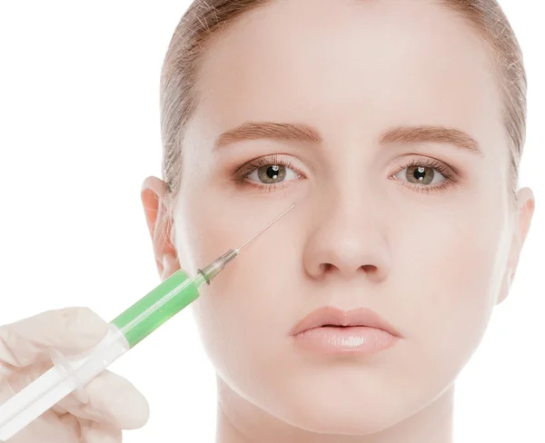 Botox-Injektion im weiblichen Gesicht — Stockfoto