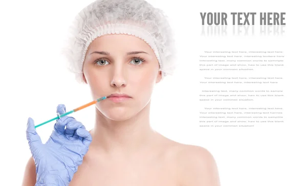 Injection cosmétique de botox dans le visage — Photo