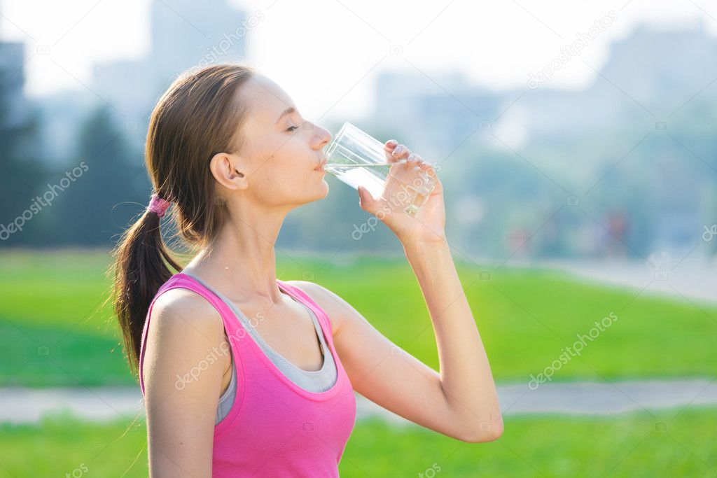 Woman drinking water