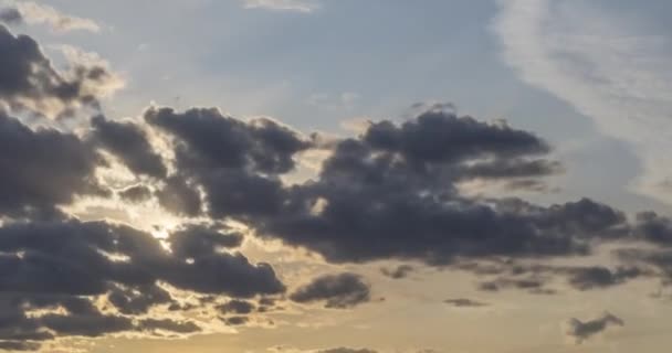 Plat colline prairie timelapse à l'heure du coucher du soleil d'été. Nature sauvage et champ rural. Rayons de soleil, arbres, herbe verte. Curseur de poupée motorisé — Video