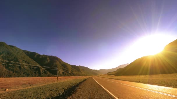 Uhd Dağ Yolu Zaman Ayarlı Yaz Sonbahar Günbatımı Gündoğumu Saatinde — Stok video