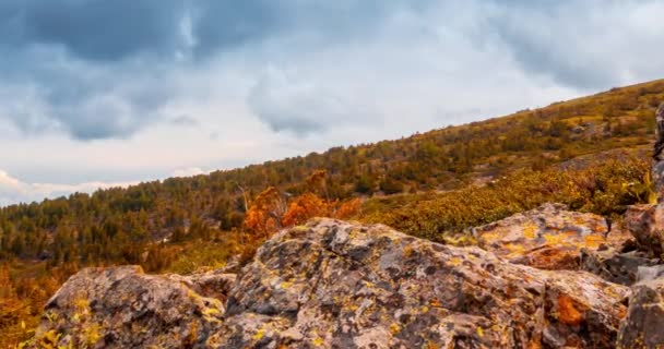 Temps Lapse Lac Montagne Été Automne Nature Sauvage Champ Rural — Video