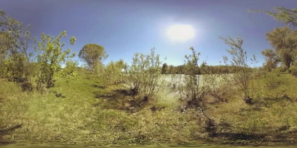 Виртуальная Реальность 360 Река Плывет Скалам Этой Красивой Сцене Горном — стоковое видео