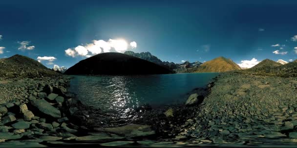 360 Gokyo Lago Montagna Durante Stagione Invernale Selvaggio Himalaya Natura — Video Stock