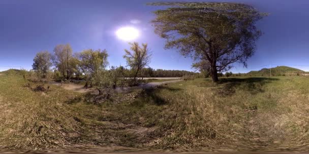 360 Віртуальна Реальність Річки Тече Через Скелі Цій Прекрасній Сцені — стокове відео