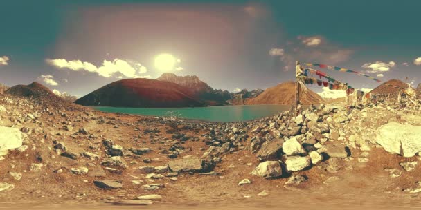 360 Gokyo Lago Montanha Temporada Inverno Himalaias Selvagens Natureza Alta — Vídeo de Stock