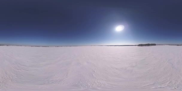 360 Drone Letecký Pohled Studenou Zimní Krajinu Arktické Pole Stromy — Stock video