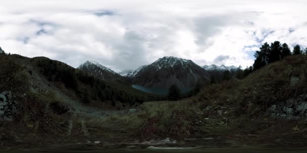 360 Time Lapse Bergmeer Het Winterseizoen Wilde Siberische Natuur Bergdal — Stockvideo