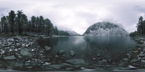 360 Lago Montagna Durante Stagione Invernale Selvaggia Natura Siberiana Valle — Video Stock