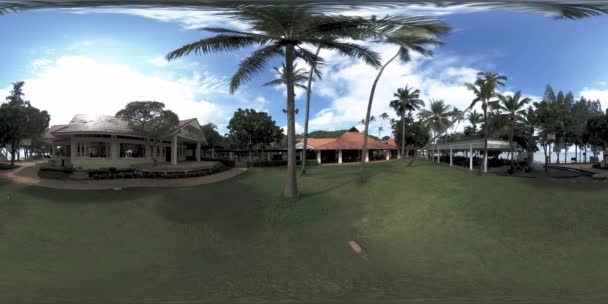 360 Koncepcja Tarasami Kurortu Plażowego Egzotycznym Hotelu Zewnątrz Obszar Palmami — Wideo stockowe