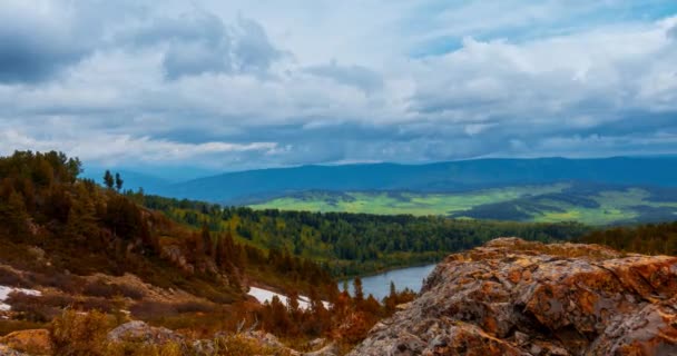 Время Горного Озера Летом Осенью Дикая Природа Сельское Поле Быстрое — стоковое видео