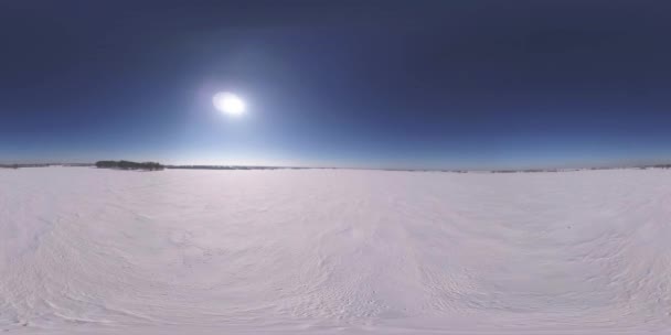 360 Drönare Flygfoto Kallt Vinterlandskap Arktiskt Fält Träd Med Frost — Stockvideo