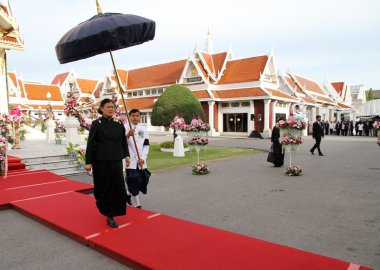 BANGKOK - MAY 26:Royal Highness Princess Maha Chakri Sirindhorn attend the funeral Chumphon Sinlapa-a-cha at Thepsirin temple on May 26, 2013 in Bangkok,Thailand clipart