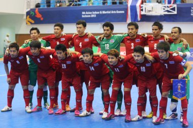 Tayland futsal takımı çekim fotoğraf başlamadan önce İran'a karşı oyunlar