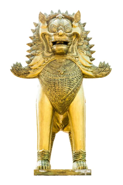 Statue lion d'or chinois isolée — Photo