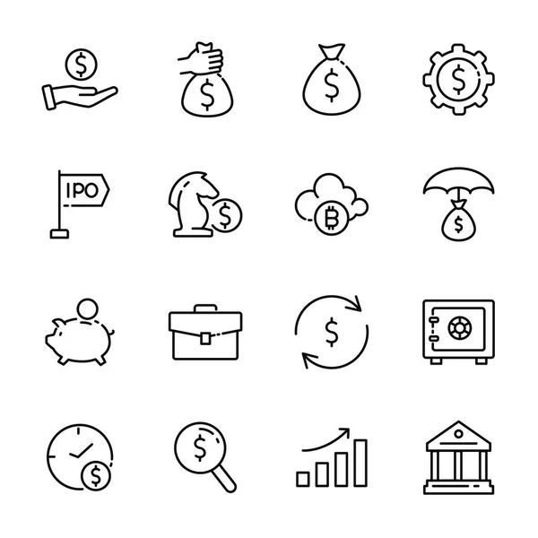 Simple Set Investment Loan Related Line Icons Contains Interest Rate — Stock Vector