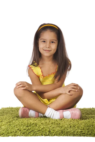 Little girl in yellow dress — Stock Photo, Image