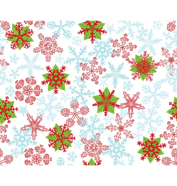 Poinsettias Copos de nieve — Vector de stock