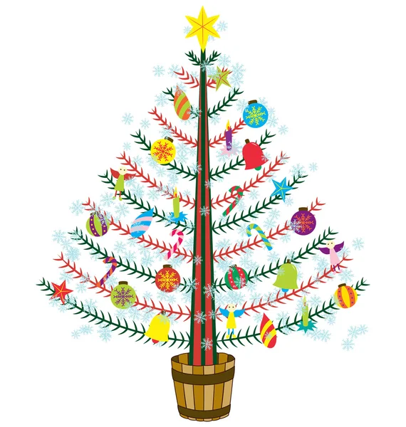 Christmas Tree With Ornaments — Stock Vector