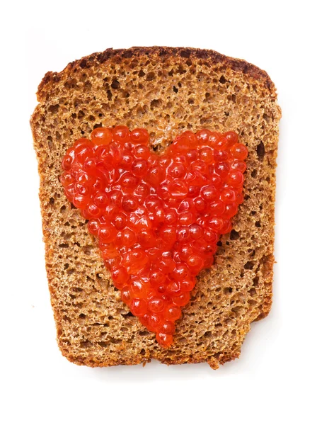 Sandwich met rode kaviaar Stockfoto