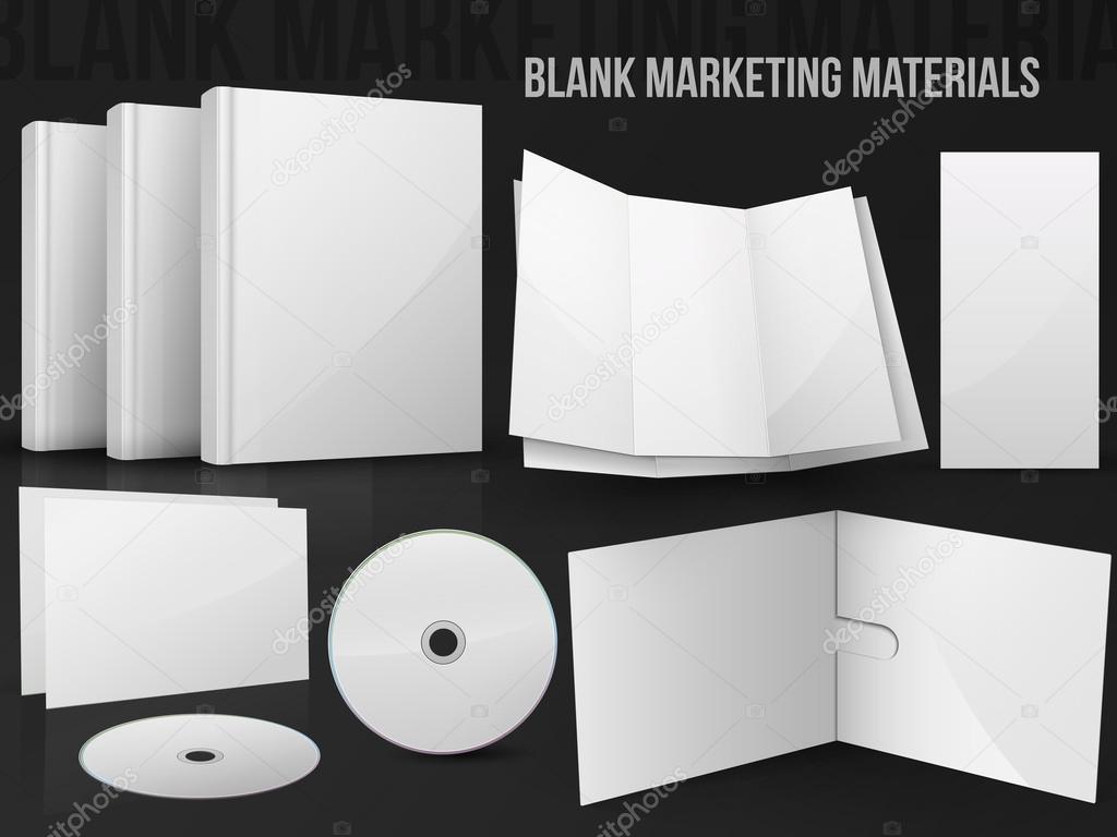 Blank office marketing materials on dark background