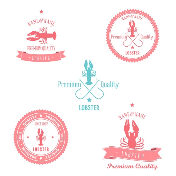 Ensemble de badge de homard vintage — Image vectorielle