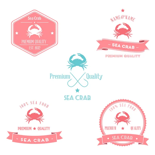 Vintage Sea Crab Badge set — Stock Vector