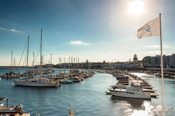 Azzorre, Sao Miguel yacht e porto peschereccio — Foto Stock